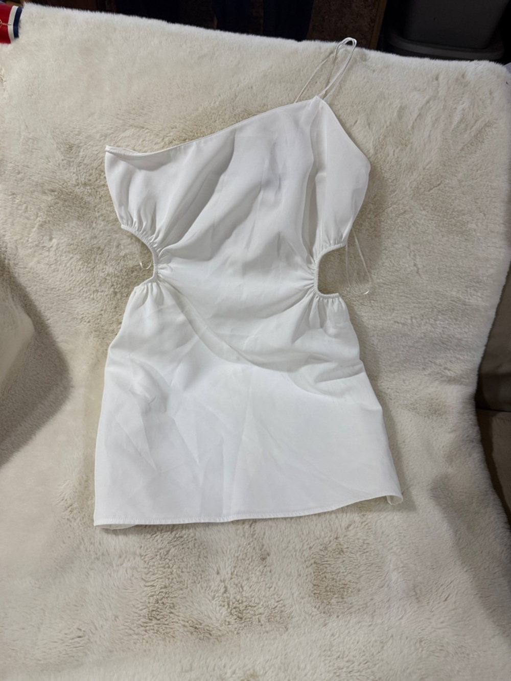 Zara White One-Shoulder Cutout Mini Dress